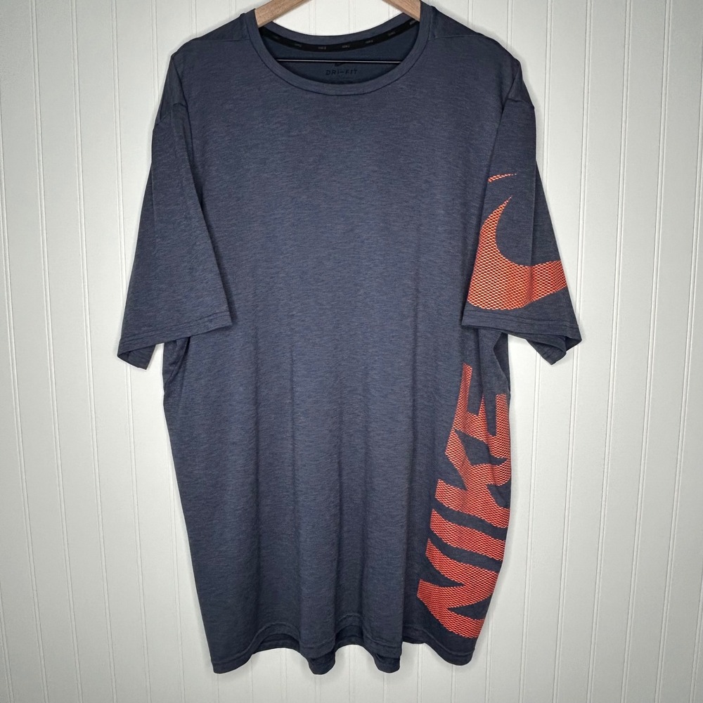 Nike Dri-FIT Mens T Shirt 2XLT Navy Blue Big Tall Swoosh Athletic Performance